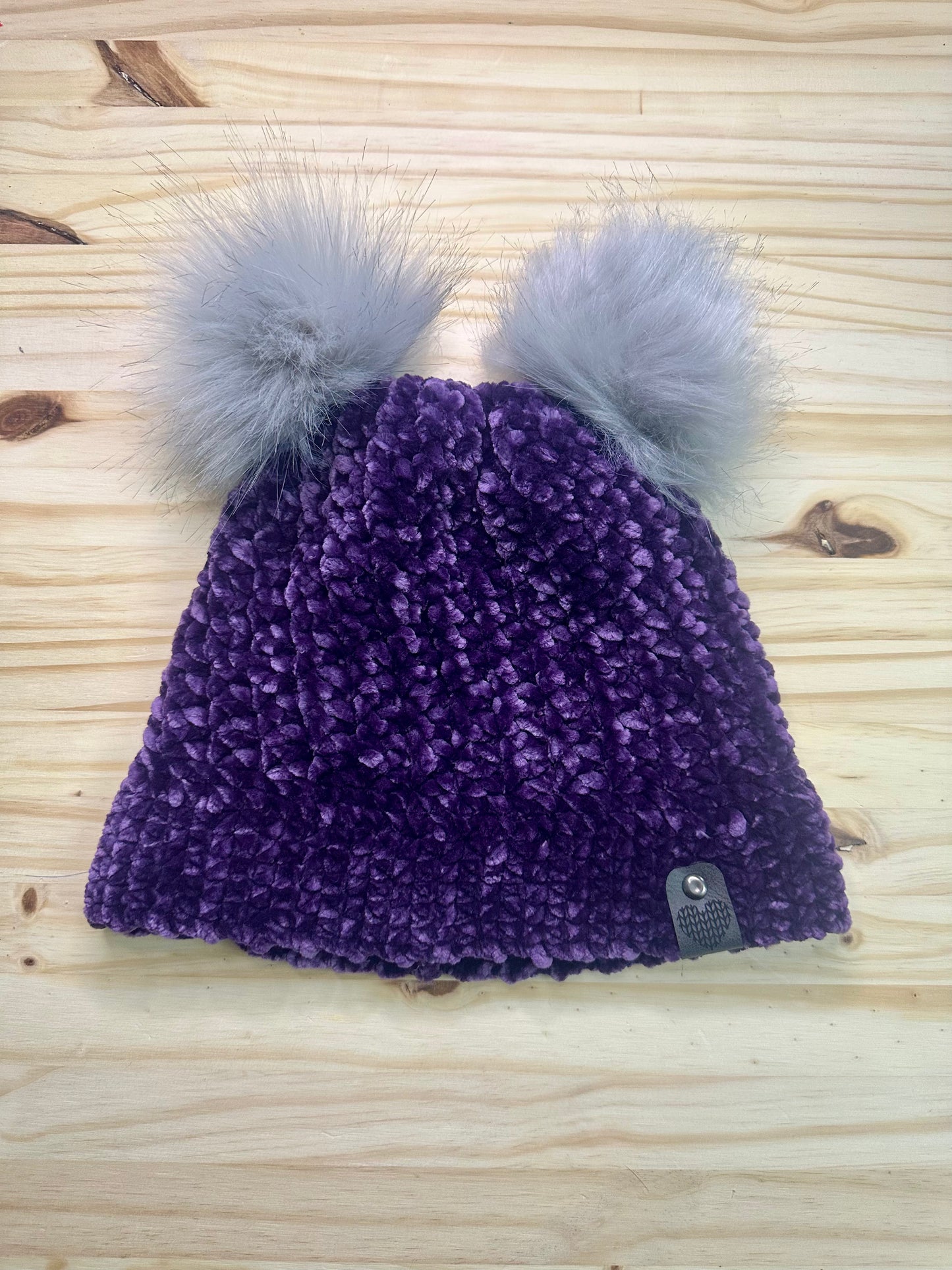 Lux Velour Crochet Beanie with Pom