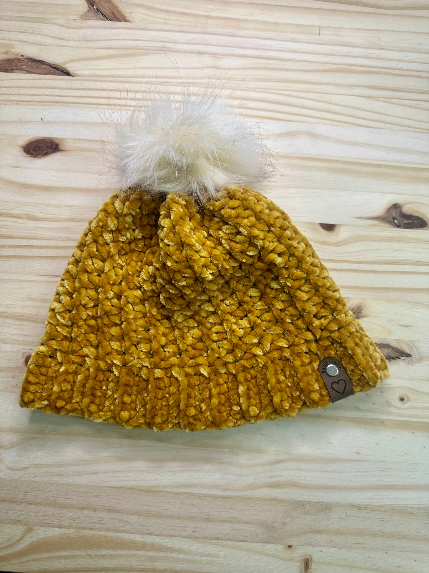 Lux Velour Crochet Beanie with Pom