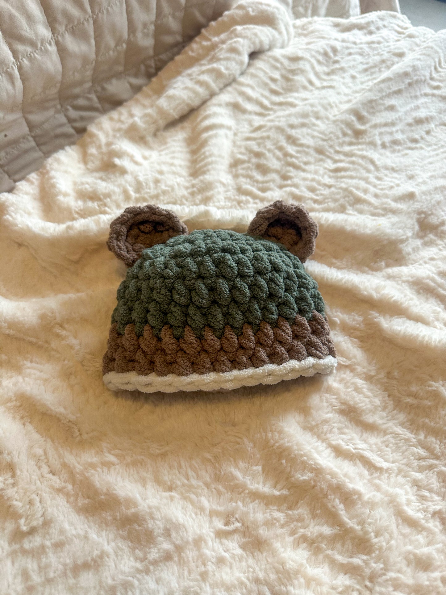 Chunky Crochet Bear Beanie - Baby
