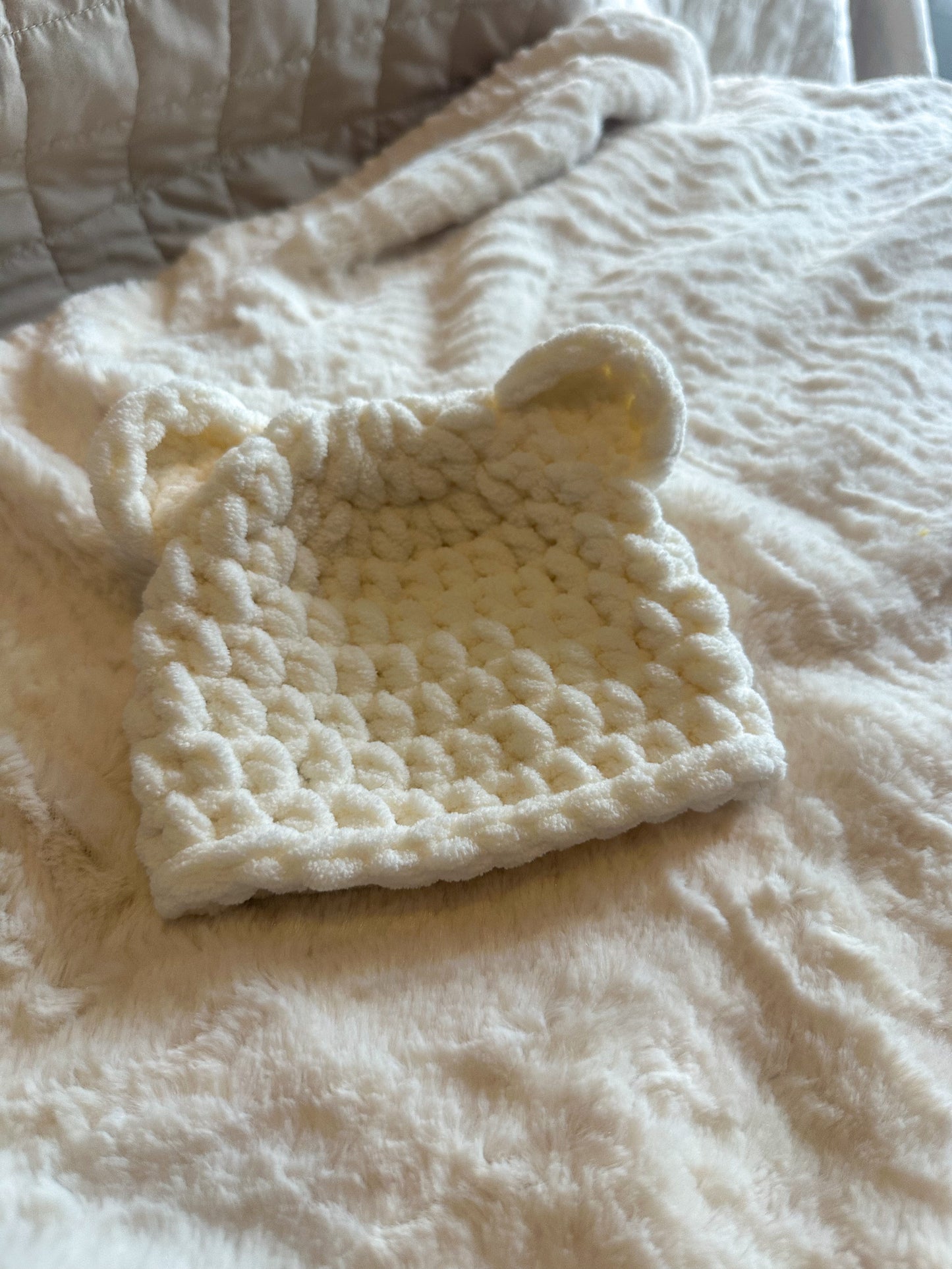Chunky Crochet Bear Beanie - Baby