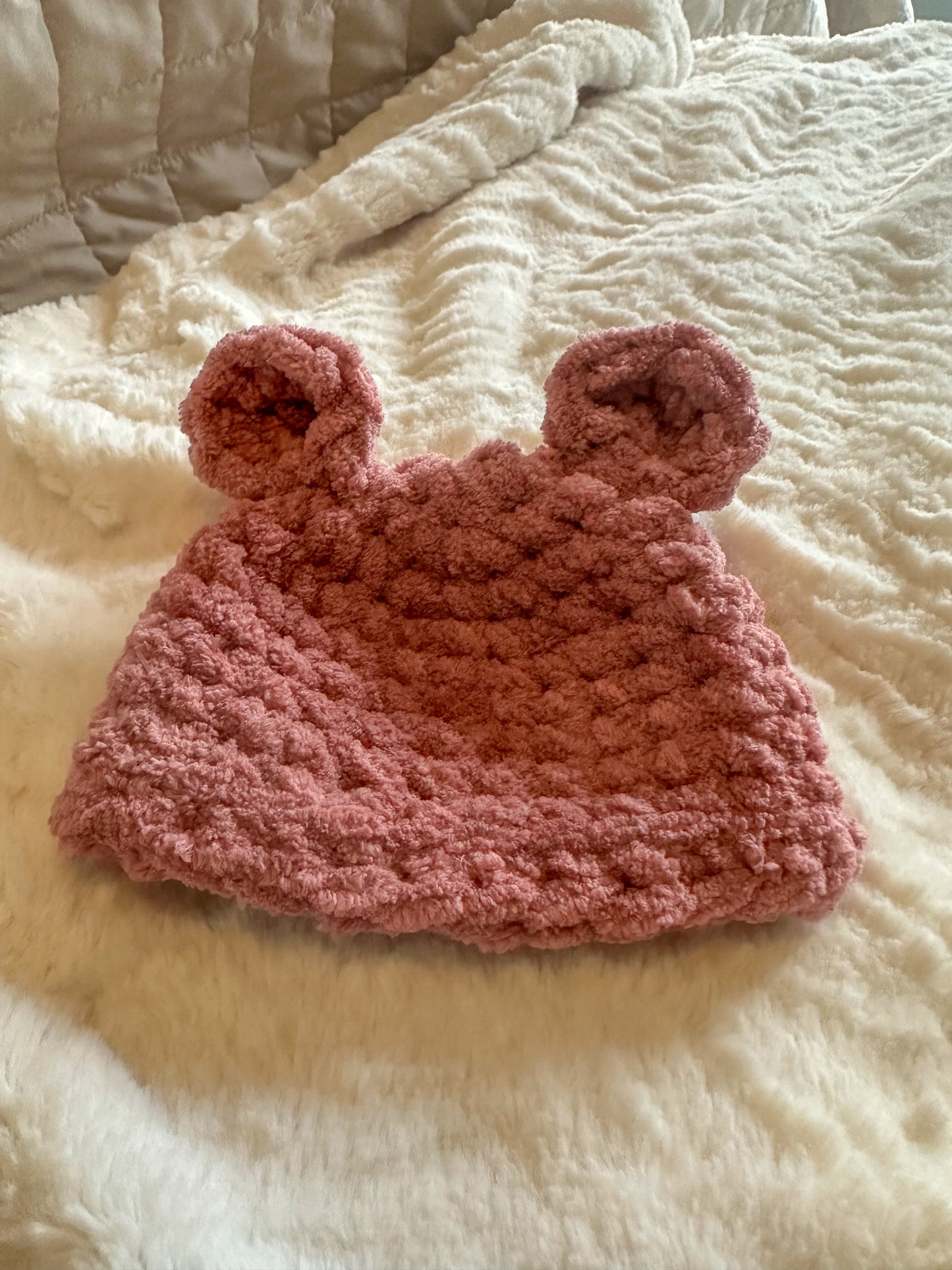 Chunky Crochet Bear Beanie - Baby