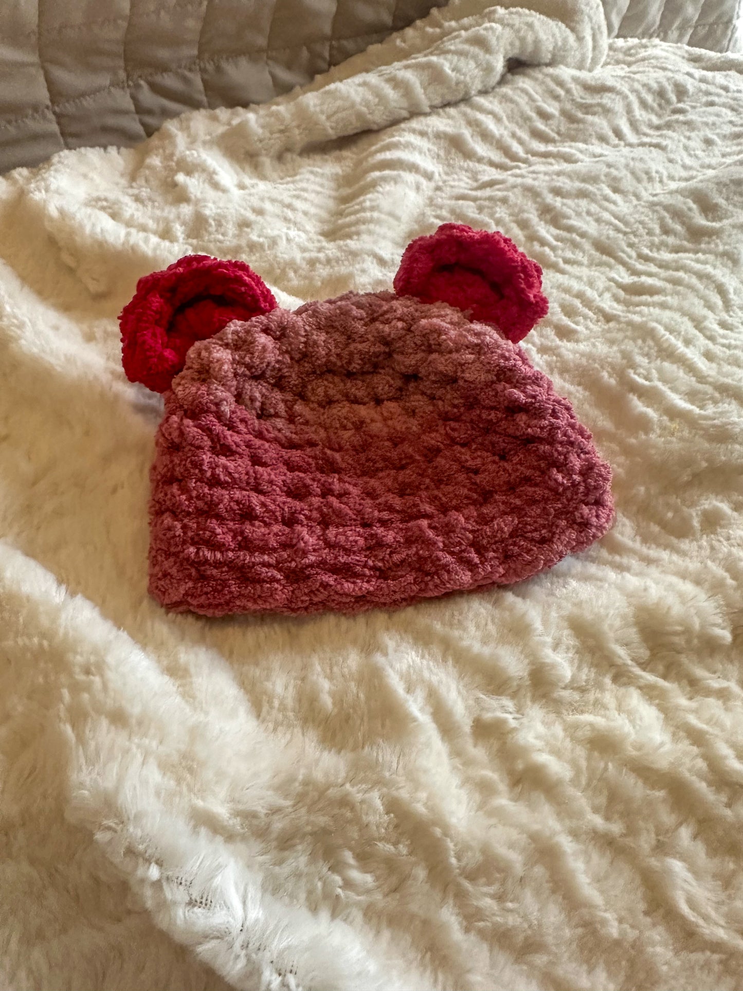 Chunky Crochet Bear Beanie - Baby