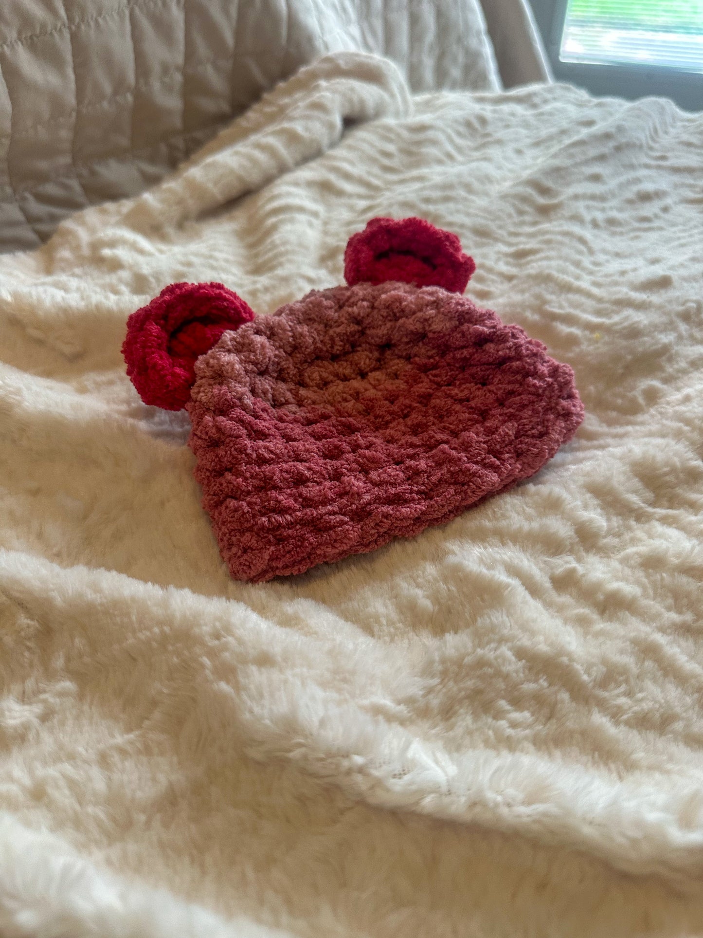 Chunky Crochet Bear Beanie - Baby